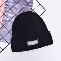Korean Solid Color Knitted Wool Embroidery Fashion Warm Hat sku image 4