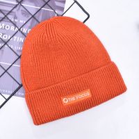 Korean Solid Color Knitted Wool Embroidery Fashion Warm Hat sku image 7