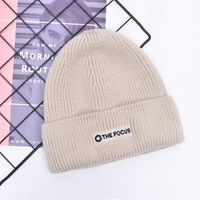 Korean Solid Color Knitted Wool Embroidery Fashion Warm Hat sku image 9