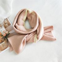 Striped Knitted Wool Korean Thickened Long Warm Scarf sku image 7