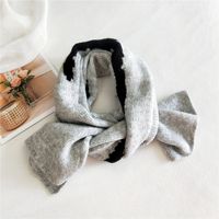 Striped Knitted Wool Korean Thickened Long Warm Scarf sku image 1