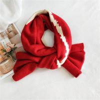 Striped Knitted Wool Korean Thickened Long Warm Scarf sku image 5