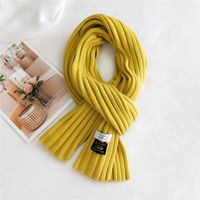 Korean Striped Solid Color Wool Knitted Warm Scarf sku image 4