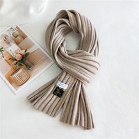 Korean Striped Solid Color Wool Knitted Warm Scarf sku image 5