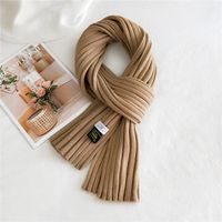 Korean Striped Solid Color Wool Knitted Warm Scarf sku image 6