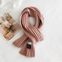 Korean Striped Solid Color Wool Knitted Warm Scarf sku image 7