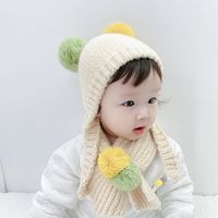 Winter Baby Knitted Ball Wool Hat Children's Ear Cap main image 5