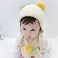 Winter Baby Knitted Ball Wool Hat Children's Ear Cap main image 4