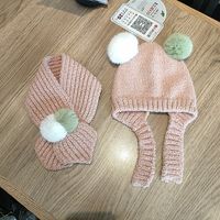 Winter Baby Knitted Ball Wool Hat Children's Ear Cap sku image 2