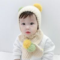 Winter Baby Knitted Ball Wool Hat Children's Ear Cap sku image 3