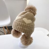 Plus Velvet Earmuffs Children's Cute Thick Love Hedging Knit Hat sku image 2