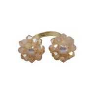 French Retro Fashion  Handmade Beaded Crystal Glass Beads Flower Open Ring main image 6