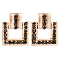 Exaggerated  Square Alloy Diamond-studded Glass Earrings main image 6