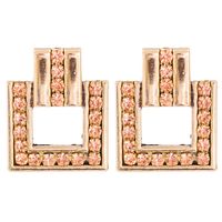 Exaggerated  Square Alloy Diamond-studded Glass Earrings main image 5