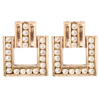 Exaggerated  Square Alloy Diamond-studded Glass Earrings main image 3