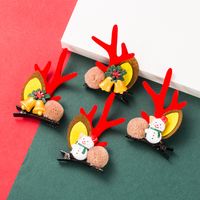Christmas Series Cute Moose Horns Bells Flannel Two-piece Hairpin main image 1