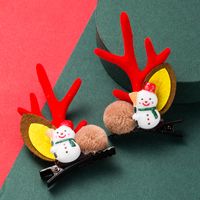 Christmas Series Cute Moose Horns Bells Flannel Two-piece Hairpin main image 4