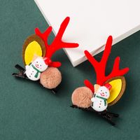 Christmas Series Cute Moose Horns Bells Flannel Two-piece Hairpin main image 5