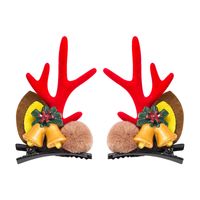 Christmas Series Cute Moose Horns Bells Flannel Two-piece Hairpin main image 6