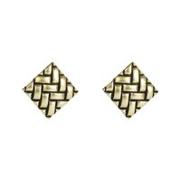 Retro Geometric Button Lattice Bronze Alloy Earrings main image 6