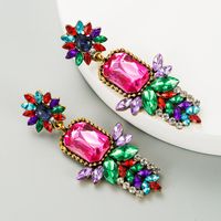 Colorful Diamond Flower Alloy Earrings main image 5