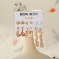 Pink Crystal Butterfly Earrings Set 6 Pairs main image 5