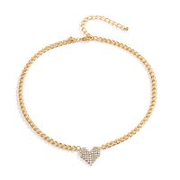 Wholesale Jewelry Simple Style Heart Rhinestone Iron Plating Necklace sku image 1