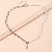 Bohemian Asymmetrical Pearl Letter Necklace sku image 1