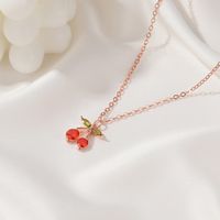 Diamond Small Cherry Inlaid Zircon Red Necklace main image 4