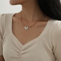 Wholesale Jewelry Simple Style Heart Rhinestone Iron Plating Necklace main image 1