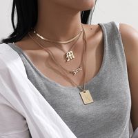 Multilayer Tassel Exaggerated Fashion Letter Pendant Necklace Set main image 4