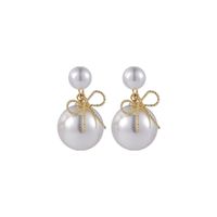 Korean  Simple  Pearl Bow Earrings main image 6