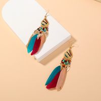 Retro Palace Bohemian Feather Long Tassel Earrings main image 6