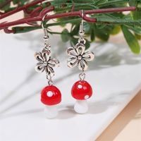 Retro Exquisite Long Flower Ceramic Mushroom Earrings main image 1