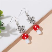 Retro Exquisite Long Flower Ceramic Mushroom Earrings main image 4