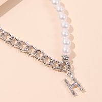 Bohemian Asymmetrical Pearl Letter Necklace main image 3