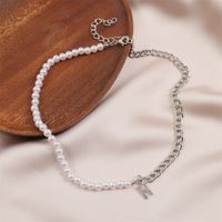 Bohemian Asymmetrical Pearl Letter Necklace main image 4