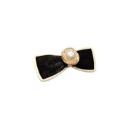 Pu Leather Simple Black And White Bow Pearl Hair Clip main image 6
