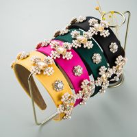 New Baroque Solid Color Fabric Wide-brimmed Cross Pearl Headband main image 1