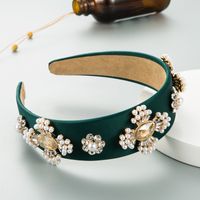 New Baroque Solid Color Fabric Wide-brimmed Cross Pearl Headband main image 5