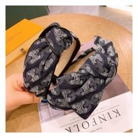 Korea Retro Denim Print Tie-dye Splash Bow Headband main image 1