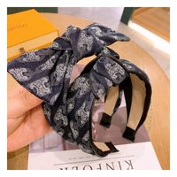 Korea Retro Denim Print Tie-dye Splash Bow Headband main image 3