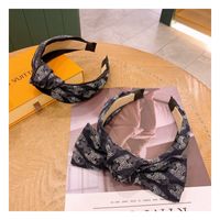 Korea Retro Denim Print Tie-dye Splash Bow Headband main image 5