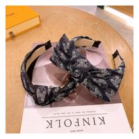 Korea Retro Denim Print Tie-dye Splash Bow Headband main image 6