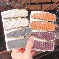 Diamond Square Exquisite Imitation Leather Hair Clip main image 4