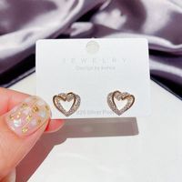 Fashion Zircon Micro-inlaid Heart-shaped Earrings main image 1