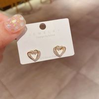 Fashion Zircon Micro-inlaid Heart-shaped Earrings main image 3