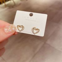 Fashion Zircon Micro-inlaid Heart-shaped Earrings main image 4