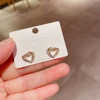 Fashion Zircon Micro-inlaid Heart-shaped Earrings main image 5