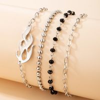 Fashion Trendy Black Rice Bead Flame Shape Bracelet 4-piece Set sku image 1